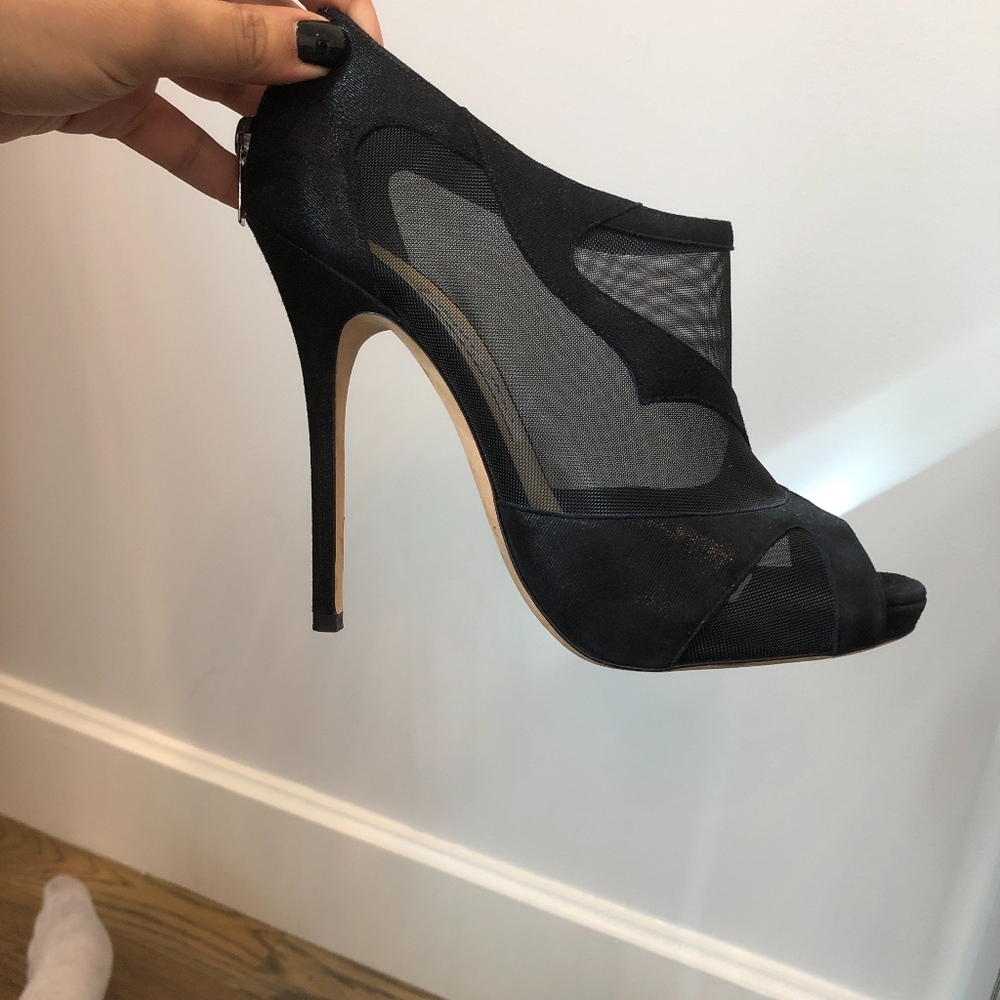 Jimmy Choo Mesh and Suede Marble Peep toe booties - Picture 2 of 8